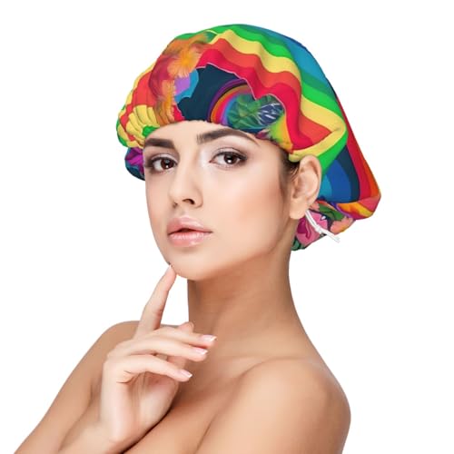 Rainbow Flowers Erwachsene Satin Schlafhaube - Frauen Elastische Schlafhaube Verstellbare Übernachtung Haarabdeckung für Frisuren Schwarz One Size Schwarz One Size Rainbow Flowers Erwachsene Satin Schlafhaube - Frauen Elastische Schlafhaube Verstellbare Übernachtung Haarabdeckung für Frisuren Schwarz One Size Schwarz One Size von SamLng
