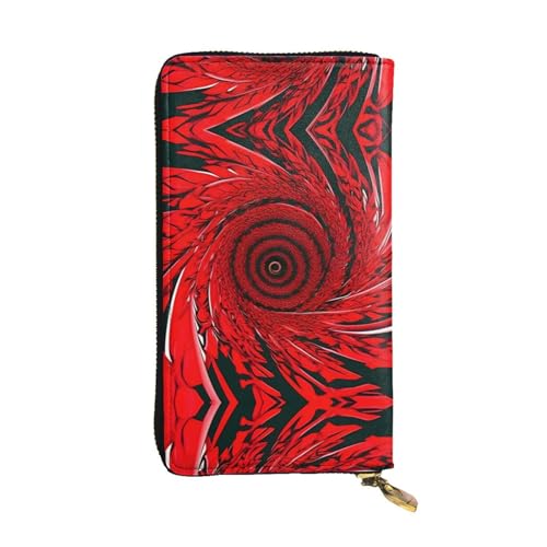 Red Flower Vortex Spiral Print Leder Lange Clutch Geldbörse für Frauen - Mode und Leichte Wasserdichte Ledergeldbörse Schwarz Einheitsgröße, Schwarz , Einheitsgröße von SamLng