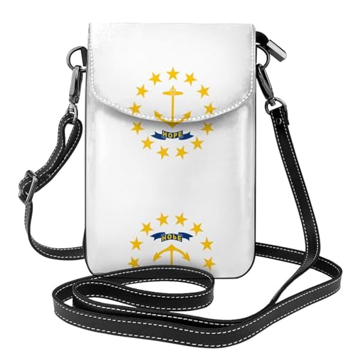 Rhode Island State Flag geräumige Handy-Geldbörse – vielseitige kleine Umhängetasche aus Segeltuch mit verstellbarem Lederriemen von SamLng