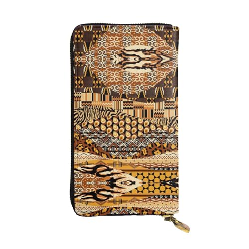 SamLng Afrikanischer Stil Patchwork Print Leder Lange Clutch Geldbörse für Frauen - Mode und Leichte Wasserdichte Ledergeldbörse Schwarz, Einheitsgröße, Schwarz , Einheitsgröße von SamLng