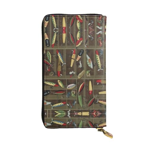 SamLng Angelköder Stil Druck Leder Lange Clutch Geldbörse für Frauen - Mode und Leicht Wasserdicht Leder Geldbörse Schwarz Einheitsgröße, Schwarz , Einheitsgröße von SamLng