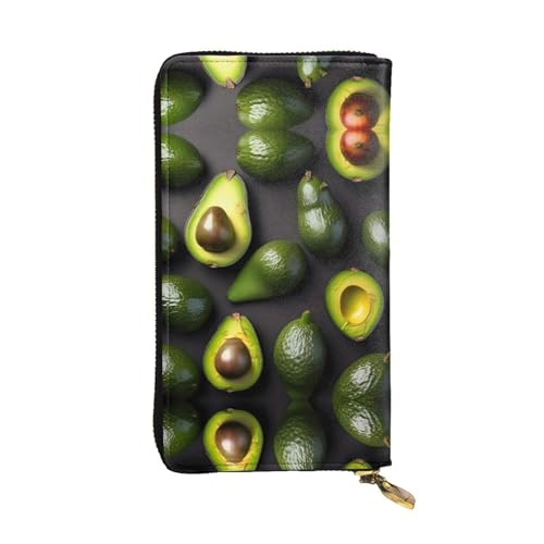 SamLng Avocado Obst Muster Druck Leder Lange Clutch Geldbörse für Frauen - Mode und Leicht Wasserdicht Leder Geldbörse Schwarz Einheitsgröße, Schwarz, One Size von SamLng