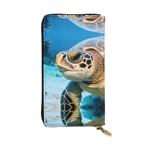 SamLng Big Sea Turtle Print Leder Lange Clutch Geldbörse für Frauen - Mode und Leichte Wasserdichte Ledergeldbörse Schwarz, Einheitsgröße, Schwarz , Einheitsgröße von SamLng