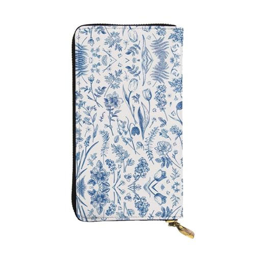 SamLng Blumen und Blätter Druck Leder Lange Clutch Geldbörse für Frauen - Mode und Leicht Wasserdicht Leder Geldbörse Schwarz Einheitsgröße, Schwarz , Einheitsgröße von SamLng