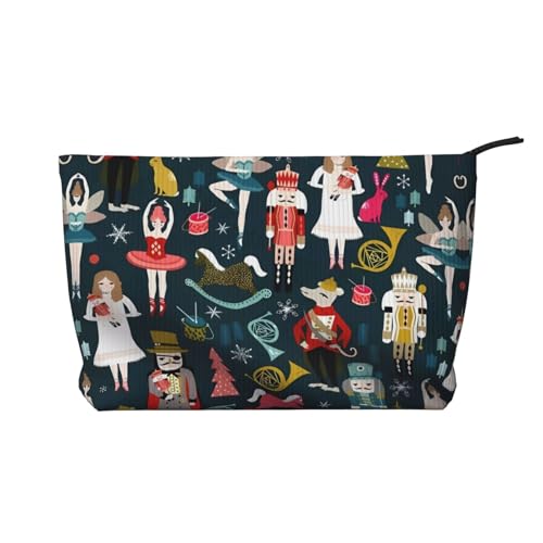 SamLng Damen Nussknacker Ballett Xmas Dance Cord Make-up-Tasche – Kosmetik- und Kulturbeutel mit Reißverschluss – praktische Tasche für Damen-Make-up, Schwarz, Einheitsgröße von SamLng