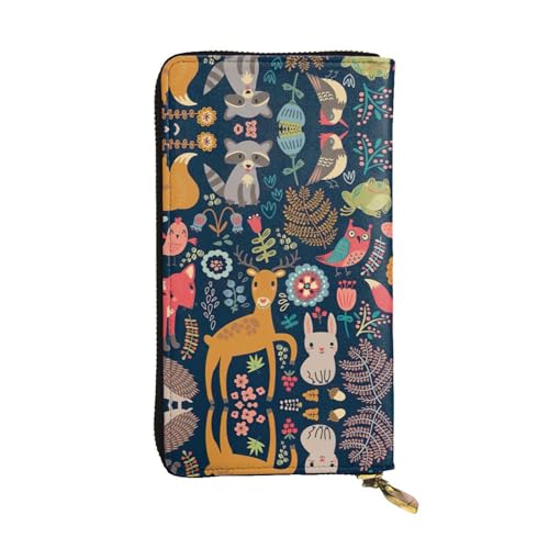 SamLng Eule Kaninchen Vogel Fuchs Druck Leder Lange Clutch Geldbörse für Frauen - Mode und Leichte Wasserdichte Ledergeldbörse Schwarz Einheitsgröße, Schwarz , Einheitsgröße von SamLng