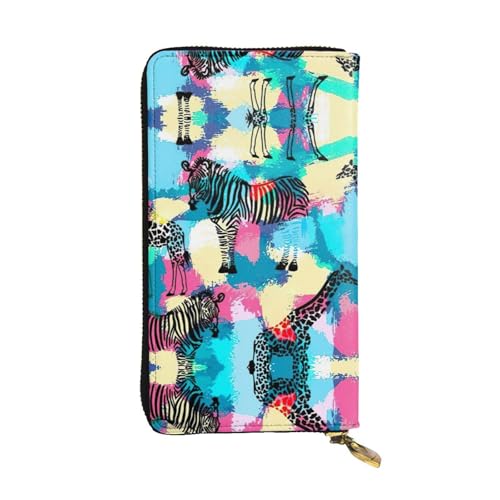 SamLng Farbiges Zebramuster Leder Lange Clutch Geldbörse für Frauen - Mode und Leichte Wasserdichte Ledergeldbörse Schwarz, Einheitsgröße, Schwarz , Einheitsgröße von SamLng