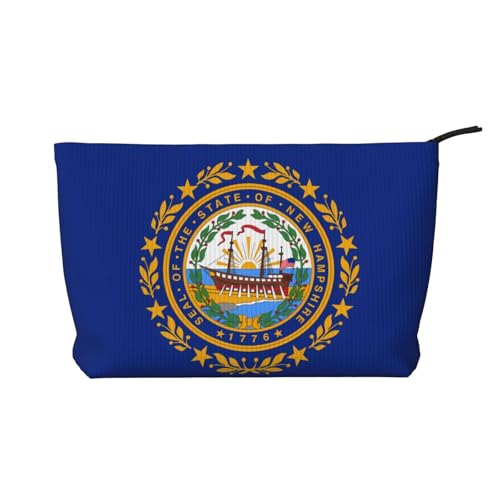 SamLng Flag of New Hampshire Cord Make-up-Tasche – Kosmetik- und Kulturbeutel mit Reißverschluss – praktische Tasche für Damen-Make-up, Schwarz, Einheitsgröße von SamLng