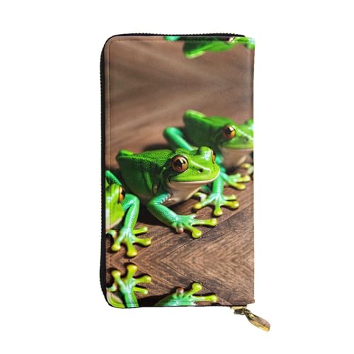 SamLng Funny Frogs Print Leather Long Clutch Wallet for Women - Fashion and Lightweight Waterproof Leather Wallet, Black, One Size, Schwarz , Einheitsgröße von SamLng
