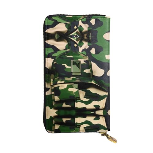 SamLng Green Army Digital Camouflage Print Leder Lange Clutch Geldbörse für Frauen - Mode und Leicht Wasserdicht Leder Geldbörse Schwarz Einheitsgröße, Schwarz , Einheitsgröße von SamLng