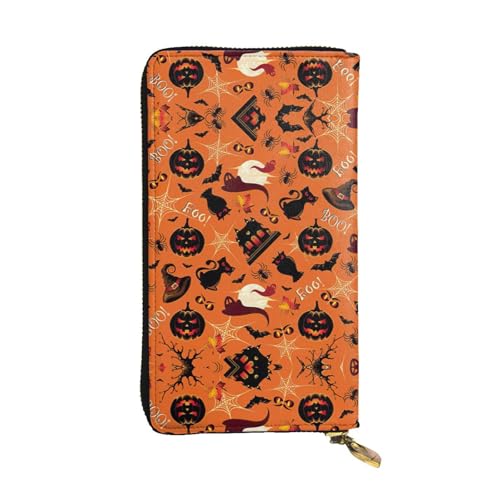 SamLng Halloween Print Leder Lange Clutch Geldbörse für Frauen - Mode und Leicht Wasserdicht Leder Geldbörse Schwarz Einheitsgröße, Schwarz , Einheitsgröße von SamLng