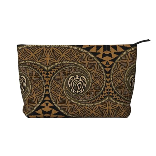 SamLng Hawaiian Tapa Honu Turtle Cord Make-up-Tasche – Kosmetik- und Kulturbeutel mit Reißverschluss – praktische Tasche für Damen-Make-up von SamLng