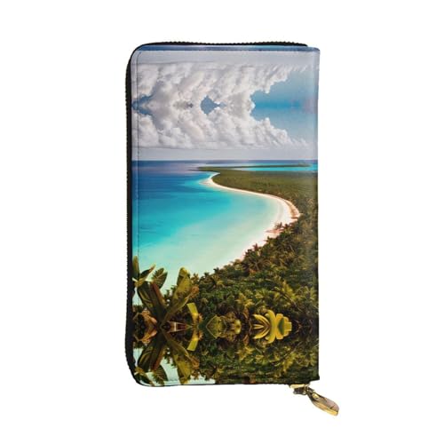 SamLng Island of Cuba Print Leather Long Clutch Wallet for Women - Fashion and Lightweight Waterproof Leather Wallet, Black, One Size, Schwarz , Einheitsgröße von SamLng