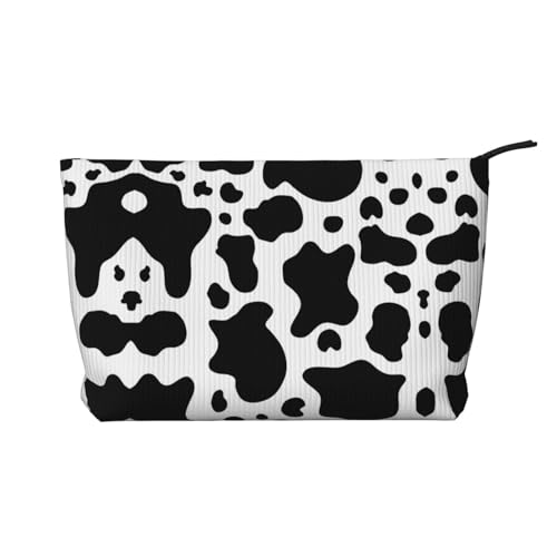 SamLng Kosmetik- und Kulturbeutel mit Reißverschluss, Kuhkord, praktische Tasche für Damen-Make-up, Schwarz, Einheitsgröße von SamLng