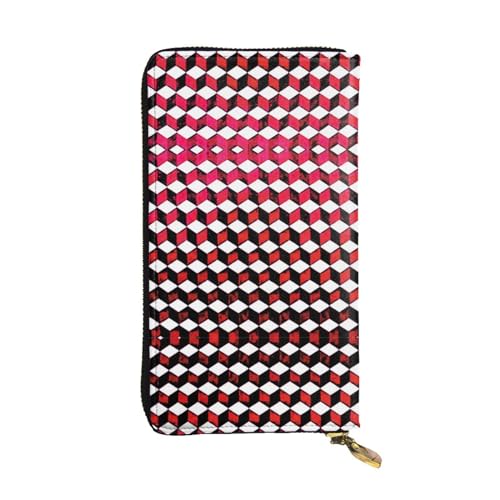 SamLng Lange Clutch-Geldbörse aus Leder im Vintage-Stil, 3D-Design, rot kariert, modisch, personalisiert und langlebig, Münzfach, Schwarz , Einheitsgröße SamLng Lange Clutch-Geldbörse aus Leder im Vintage-Stil, 3D-Design, rot kariert, modisch, personalisiert und langlebig, Münzfach, Schwarz , Einheitsgröße von SamLng