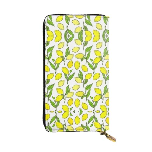 SamLng Lange Clutch-Geldbörse aus Leder im Vintage-Stil, Gelb mit frischen Zitronen – modisch, personalisiert und langlebig, Münzfach, Schwarz , Einheitsgröße SamLng Lange Clutch-Geldbörse aus Leder im Vintage-Stil, Gelb mit frischen Zitronen – modisch, personalisiert und langlebig, Münzfach, Schwarz , Einheitsgröße von SamLng