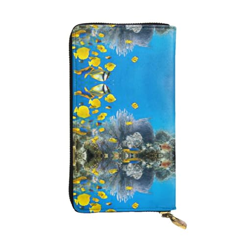 SamLng Lange Clutch-Geldbörse aus Leder im Vintage-Stil mit Fisch-Druck, modisch, personalisierbar und langlebig, Schwarz , Einheitsgröße SamLng Lange Clutch-Geldbörse aus Leder im Vintage-Stil mit Fisch-Druck, modisch, personalisierbar und langlebig, Schwarz , Einheitsgröße von SamLng