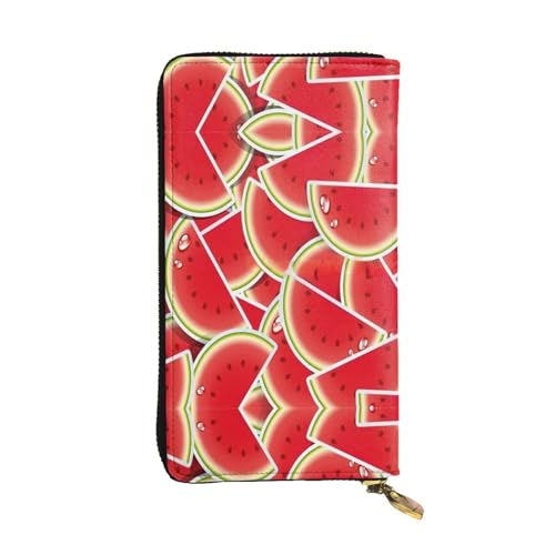 SamLng Lange Clutch-Geldbörse aus Leder mit Wassermelonen-Motiv im Vintage-Stil – modisch, personalisiert und langlebig mit Münzfach, Schwarz , Einheitsgröße von SamLng