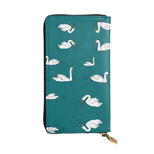 SamLng Lange Clutch-Geldbörse aus Leder mit niedlichem Schwanenmotiv, modisch, personalisierbar und langlebig, Schwarz , Einheitsgröße SamLng Lange Clutch-Geldbörse aus Leder mit niedlichem Schwanenmotiv, modisch, personalisierbar und langlebig, Schwarz , Einheitsgröße von SamLng