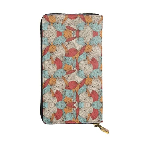 SamLng Leave-Print Leder Lange Clutch Geldbörse für Frauen - Mode und Leichte Wasserdichte Ledergeldbörse Schwarz, Einheitsgröße, Schwarz , Einheitsgröße von SamLng