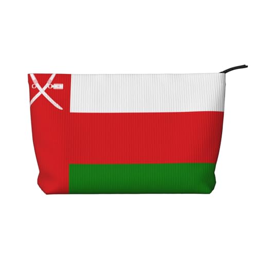 SamLng Make-up-Tasche aus Cord, Motiv: Flagge von Oman, mit Reißverschluss, praktische Tasche für Damen-Make-up, Schwarz, Einheitsgröße von SamLng