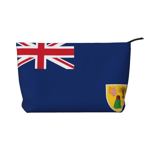 SamLng Make-up-Tasche aus Cord mit Flagge der Turks- und Caicosinseln, Kosmetik- und Kulturbeutel, praktische Tasche für Damen-Make-up, Schwarz, Einheitsgröße von SamLng