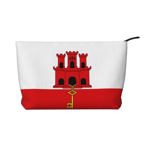 SamLng Make-up-Tasche aus Cord mit Flagge von Gibraltar – Kosmetik- und Kulturbeutel mit Reißverschluss – praktische Tasche für Damen-Make-up von SamLng