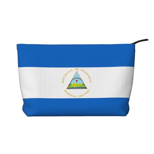 SamLng Make-up-Tasche aus Cord mit Flagge von Nicaragua – Kosmetik- und Kulturbeutel mit Reißverschluss – praktische Tasche für Damen-Make-up von SamLng