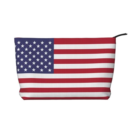 SamLng Make-up-Tasche aus Cord mit amerikanischer Flagge, mit Reißverschluss, praktische Tasche für Damen-Make-up, Schwarz, Einheitsgröße von SamLng