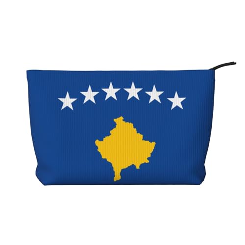SamLng Make-up-Tasche aus Kord, Motiv: Flagge des Kosovos, mit Reißverschluss, praktische Tasche für Damen-Make-up SamLng Make-up-Tasche aus Kord, Motiv: Flagge des Kosovos, mit Reißverschluss, praktische Tasche für Damen-Make-up von SamLng