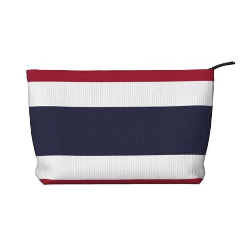 SamLng Make-up-Tasche mit Thailand-Flagge, aus Kordsamt, mit Reißverschluss, praktische Tasche für Damen-Make-up, Schwarz, Einheitsgröße von SamLng