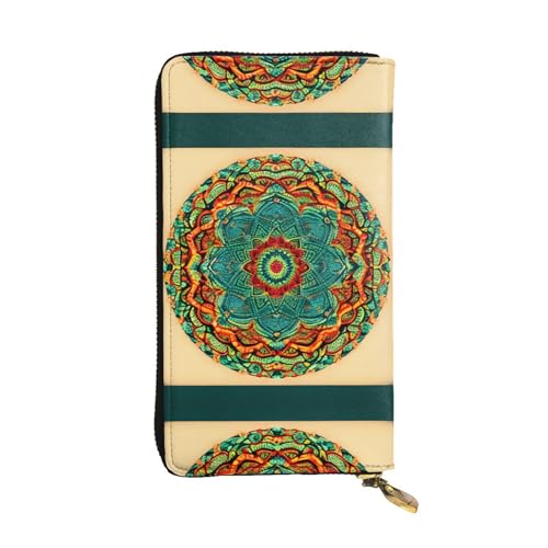 SamLng Mandala Print Leder Lange Clutch Geldbörse für Frauen - Mode und Leichte Wasserdichte Ledergeldbörse Schwarz Einheitsgröße, Schwarz , Einheitsgröße von SamLng