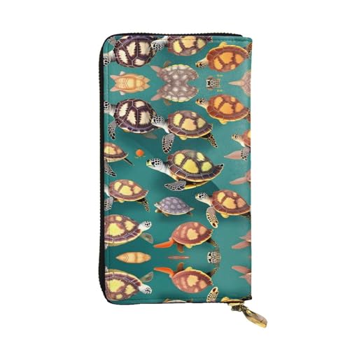 SamLng Many Animals Sea Turtles Print Leather Long Clutch Wallet for Women - Fashion and Lightweight Waterproof Leather Wallet, Black, One Size, Schwarz , Einheitsgröße von SamLng