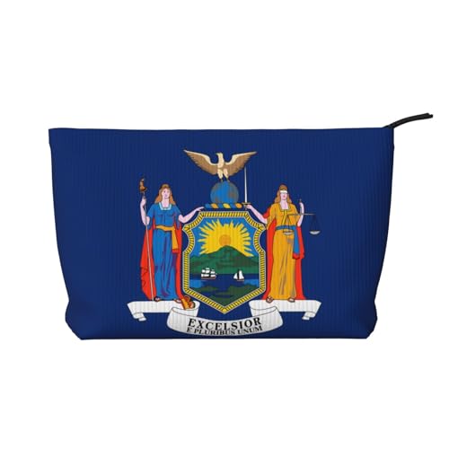 SamLng New York Flag Cord Make-up-Tasche - Kosmetik- und Kulturbeutel mit Reißverschluss - Praktische Tasche für Damen-Make-up, Schwarz, Einheitsgröße von SamLng