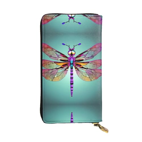 SamLng Niedliches Libellenmuster Druck Leder Lange Clutch Geldbörse für Frauen - Mode und Leichte Wasserdichte Ledergeldbörse Schwarz, Einheitsgröße, Schwarz , Einheitsgröße von SamLng
