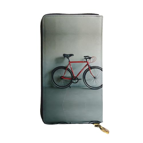 SamLng Retro Fahrrad Muster Druck Leder Lange Clutch Geldbörse für Frauen - Mode und Leicht Wasserdicht Leder Geldbörse Schwarz Einheitsgröße, Schwarz , Einheitsgröße von SamLng