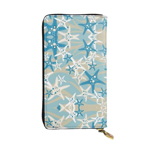 SamLng Schöne Seestern Print Leder Lange Clutch Geldbörse für Frauen - Mode und Leicht Wasserdicht Leder Geldbörse Schwarz Einheitsgröße, Schwarz , Einheitsgröße von SamLng