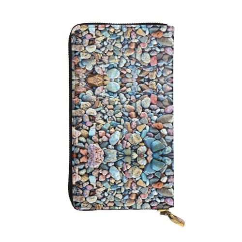 SamLng Stone Pattern Print Leder Lange Clutch Geldbörse für Frauen - Mode und Leichte Wasserdichte Ledergeldbörse Schwarz, One Size, Schwarz , Einheitsgröße von SamLng