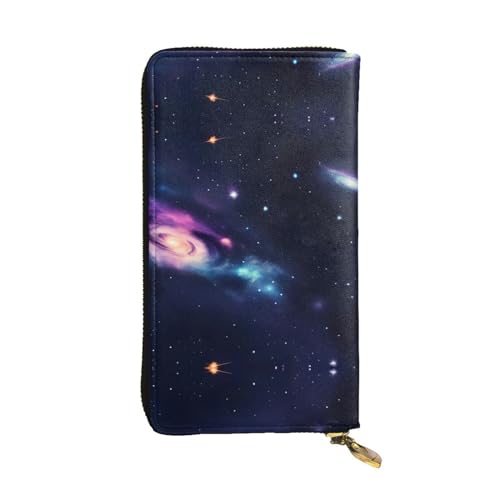 SamLng Universe Galaxy Space Print Leder Lange Clutch Geldbörse für Frauen - Mode und Leicht Wasserdicht Leder Geldbörse Schwarz Einheitsgröße, Schwarz , Einheitsgröße von SamLng