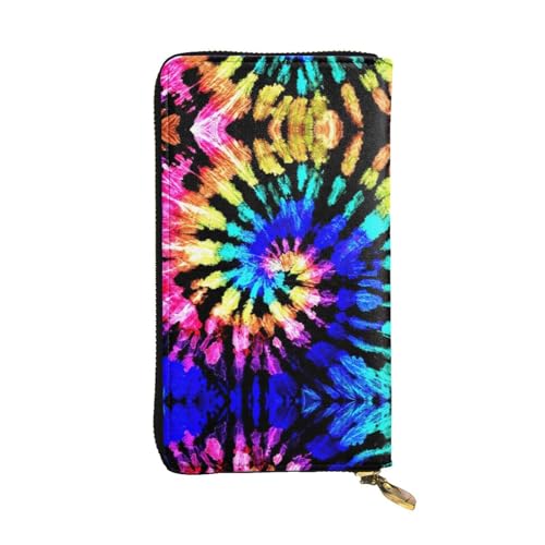 SamLng Vintage Exotic Tribe Tie Dye Style Print Leder Lange Clutch-Geldbörse - Modische, personalisierte und langlebige Münztasche, Schwarz , Einheitsgröße von SamLng