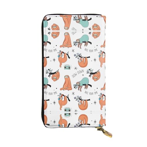 SamLng Vintage Funny Cute Animal Sloth Music Print Leather Long Clutch Wallet - Fashionable, Personalized and Durable Coin Pocket, Schwarz , Einheitsgröße von SamLng