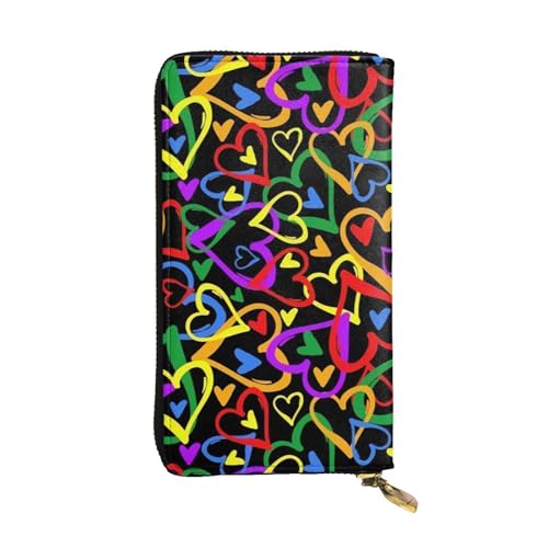 SamLng Vintage Gay Pride Rainbow Print Leder Lange Clutch Geldbörse - Modische, personalisierte und langlebige Münztasche, Schwarz , Einheitsgröße von SamLng