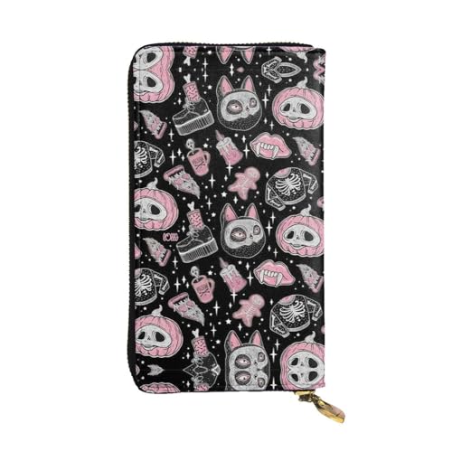 SamLng Vintage Halloween Kürbis Katze Print Leder Lange Clutch Geldbörse - Modische, personalisierte und langlebige Münztasche, Schwarz , Einheitsgröße von SamLng