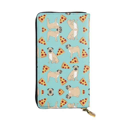 SamLng Vintage Pizza Party Bedruckte Leder Lange Clutch Geldbörse - Modische, personalisierte und langlebige Münztasche, Schwarz , Einheitsgröße von SamLng