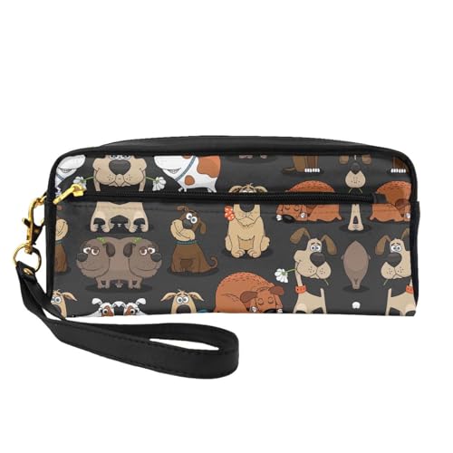 SamLng Wiederverwendbare Kosmetik-Make-up-Tasche – Hund Corgi Print Leder kleine Make-up-Tasche für Reisen, Kulturbeutel Organizer mit Reißverschluss, Schwarz, Einheitsgröße von SamLng