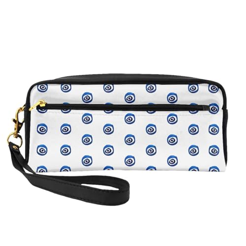SamLng Wiederverwendbare Kosmetiktasche – Evil Eyes Print Leder Kleine Make-up-Tasche für Reisen, Kulturbeutel Organizer mit Reißverschluss, Schwarz, Einheitsgröße von SamLng