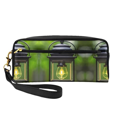 SamLng Wiederverwendbare Kosmetiktasche – Firefly und Laterne Druck Leder kleine Make-up-Tasche für Reisen, Kulturbeutel Organizer mit Reißverschluss, Schwarz, Einheitsgröße von SamLng