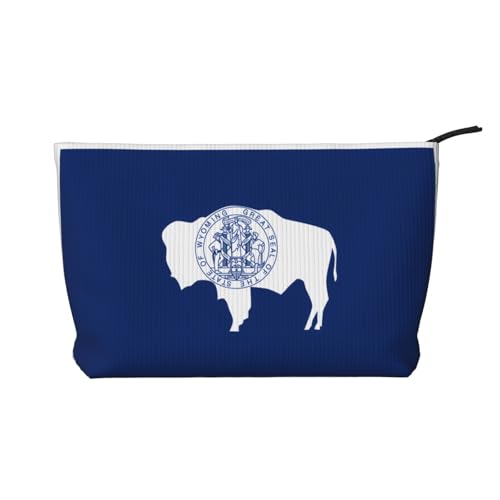 SamLng Wyoming Make-up-Tasche mit Staatsflagge, Kord, Kosmetik- und Kulturbeutel, praktische Tasche für Damen-Make-up, Schwarz, Einheitsgröße von SamLng