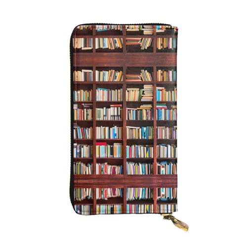 SamLng books Print Leder Lange Clutch Geldbörse für Frauen - Mode und Leichte Wasserdichte Ledergeldbörse Schwarz Einheitsgröße, Schwarz , Einheitsgröße von SamLng