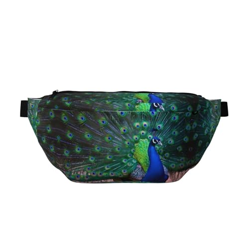 Schöne Pfau Bauchtasche Crossbody Bag - Vielseitige Schultertasche für Damen und Herren mit Reißverschlusstaschen, ideal für Reisen, Laufen, Schwarz, Einheitsgröße Schöne Pfau Bauchtasche Crossbody Bag - Vielseitige Schultertasche für Damen und Herren mit Reißverschlusstaschen, ideal für Reisen, Laufen, Schwarz, Einheitsgröße von SamLng